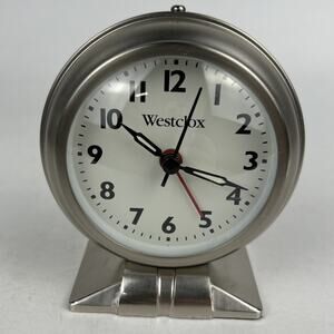 Westclox Analog Alarm Clock- Silver Metal Case with Nickel‎ Finish